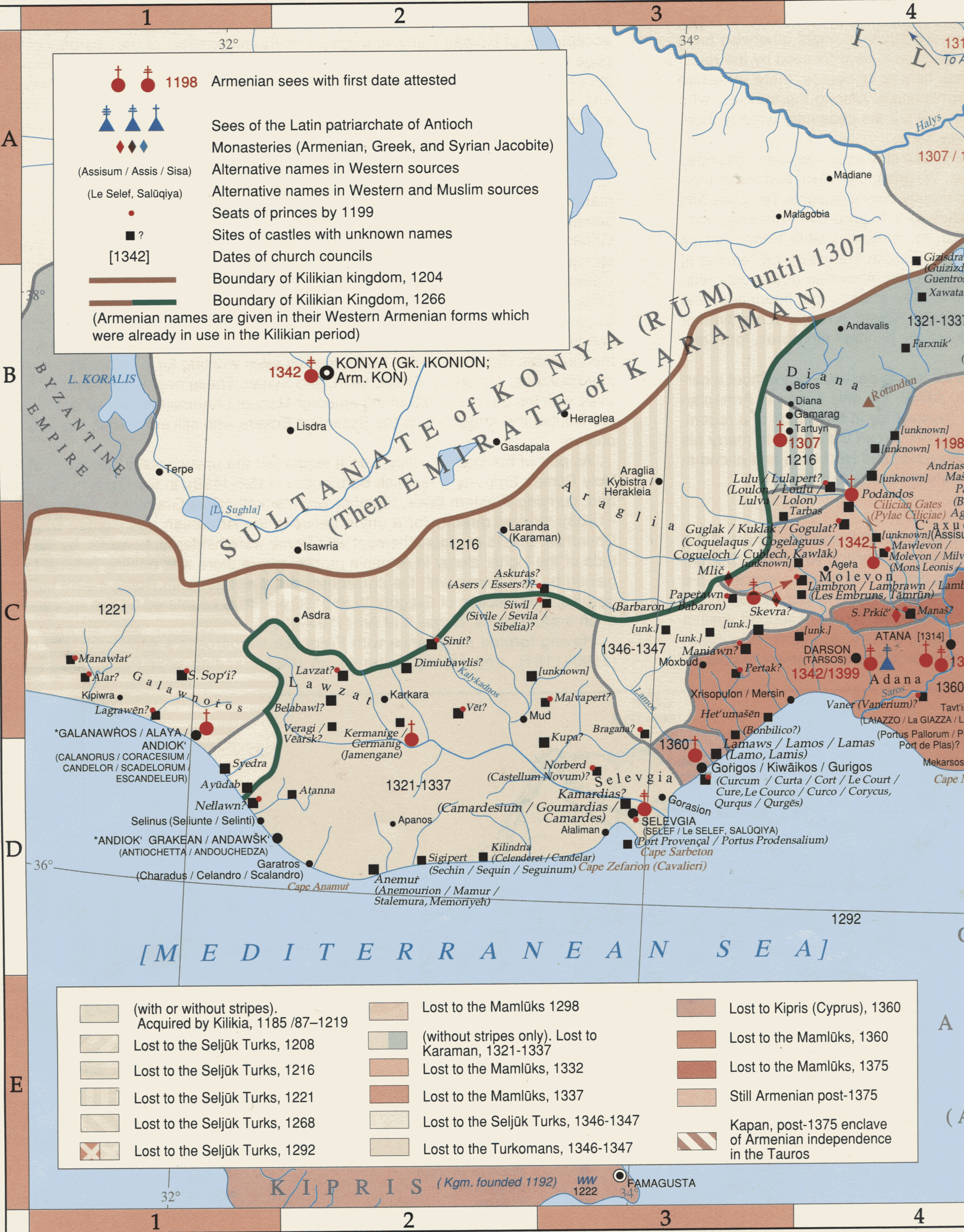 Map, Cicilia, Armenia  12th-14th Centuries