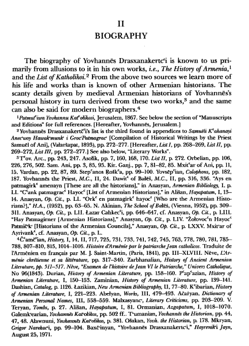 John Kat'oghikos' History of Armenia, p. 7. translated by Krikor Vardapet Maksoudian