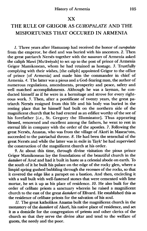 John Kat'oghikos' History of Armenia, p. 105. translated by Krikor Vardapet Maksoudian