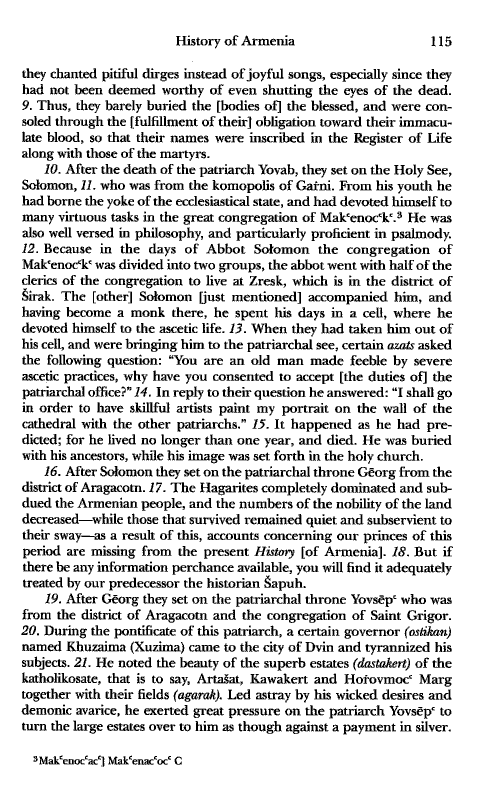 John Kat'oghikos' History of Armenia, p. 115. translated by Krikor Vardapet Maksoudian