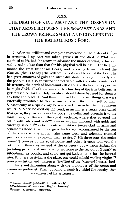 John Kat'oghikos' History of Armenia, p. 130. translated by Krikor Vardapet Maksoudian