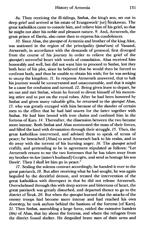 John Kat'oghikos' History of Armenia, p. 131. translated by Krikor Vardapet Maksoudian