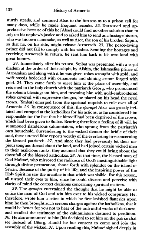 John Kat'oghikos' History of Armenia, p. 132. translated by Krikor Vardapet Maksoudian