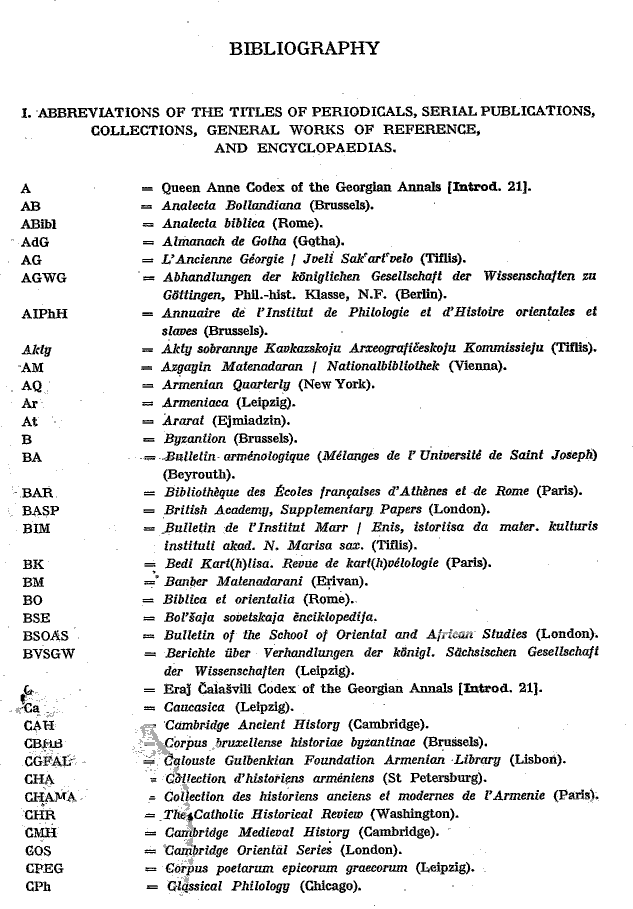 Toumanoff, Studies, Bibliography p. 501