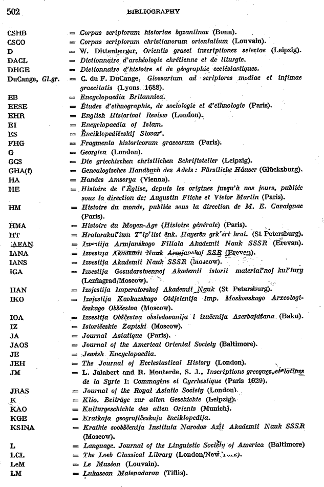 Toumanoff, Studies, Bibliography p. 502