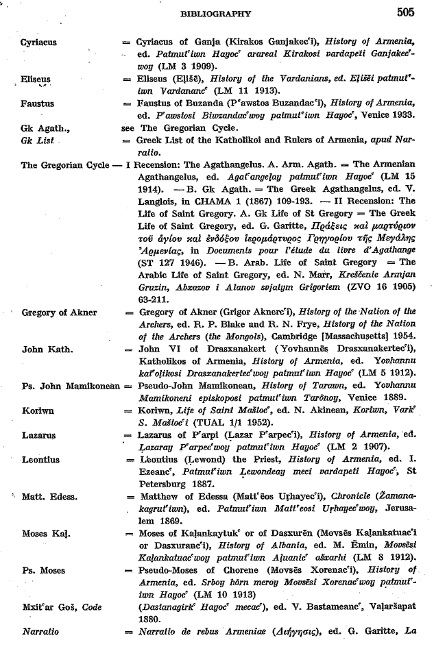Toumanoff, Studies, Bibliography p. 505