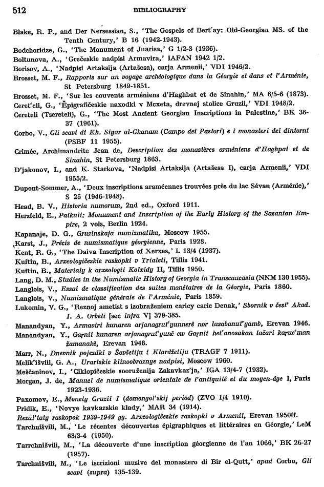 Toumanoff, Studies, Bibliography p. 512