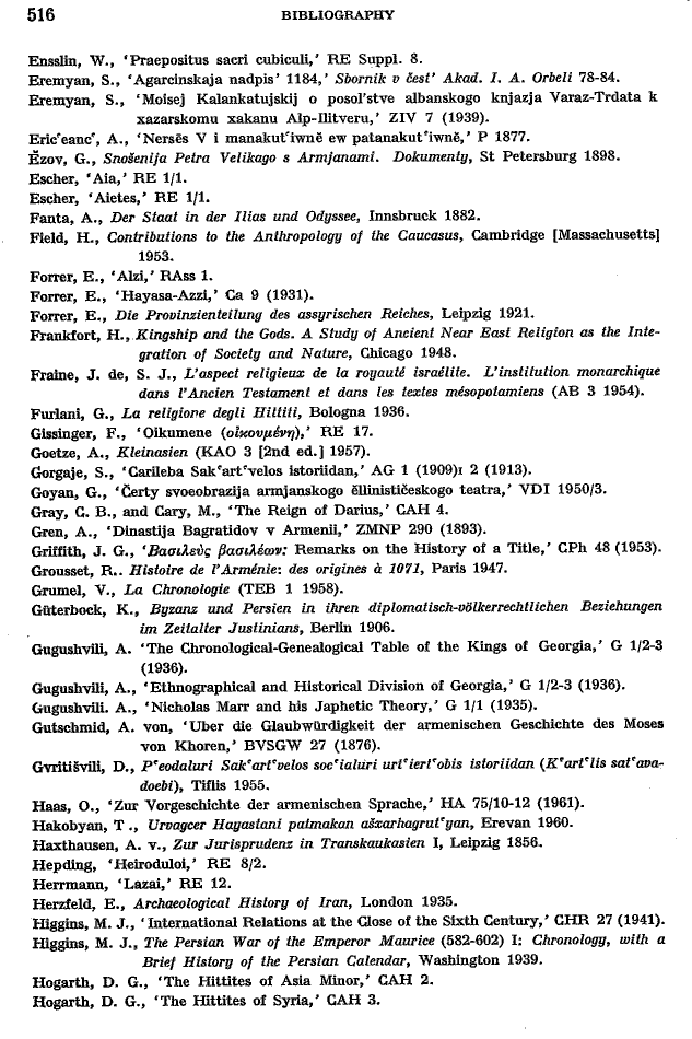 Toumanoff, Studies, Bibliography p. 516