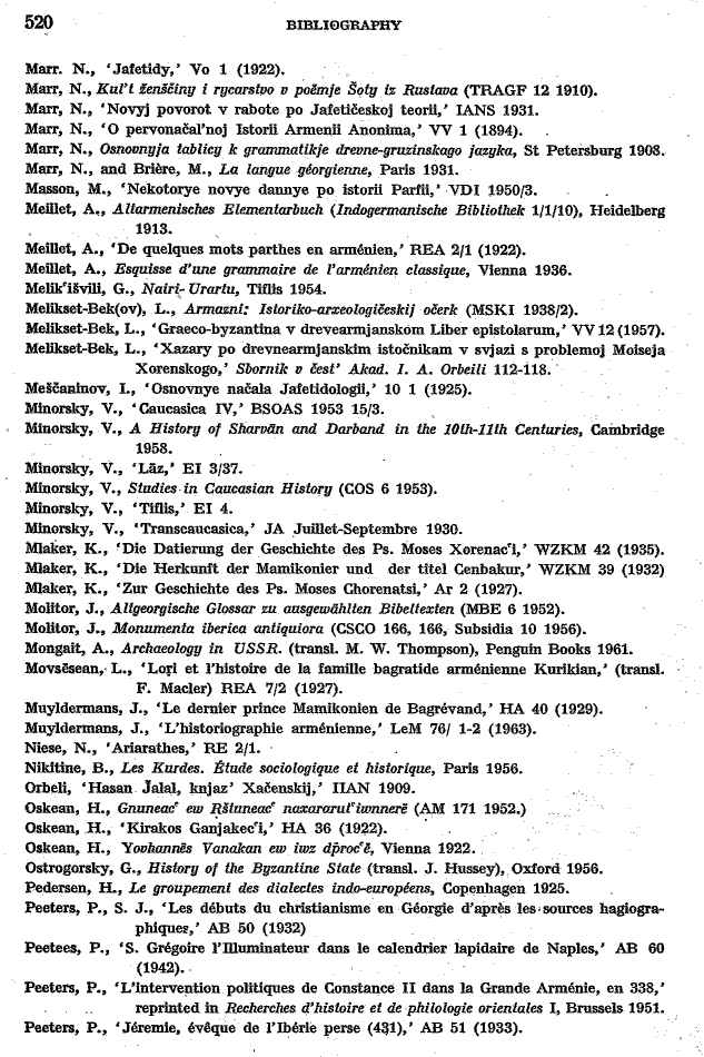 Toumanoff, Studies, Bibliography p. 520