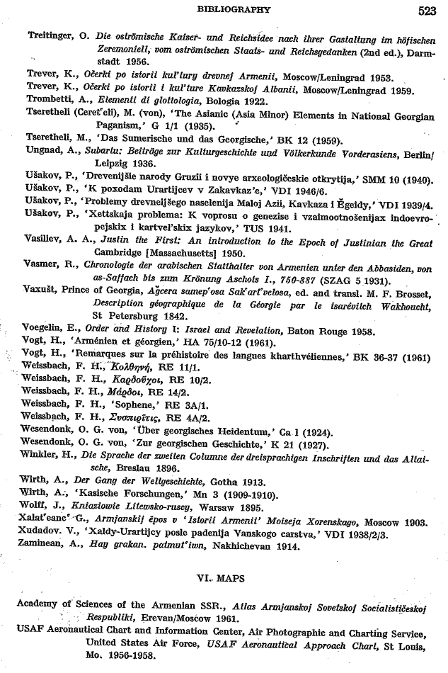 Toumanoff, Studies, Bibliography p. 523